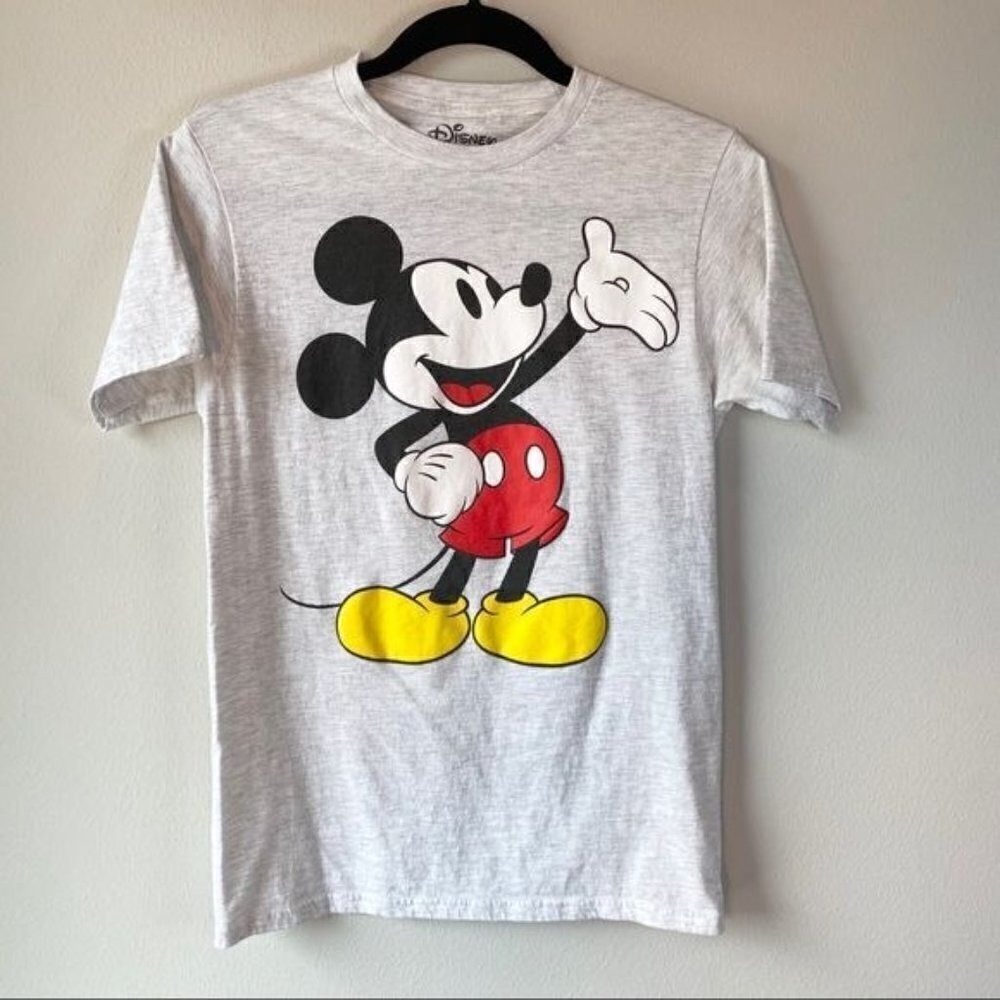 Disney Waving Mickey Mouse Print Tee Gray S
